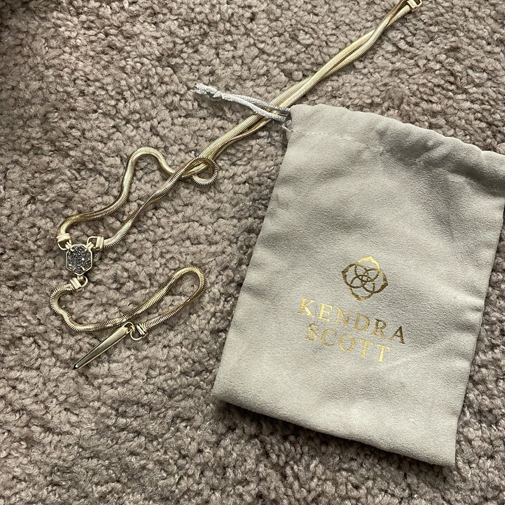 Kendra Scott Long Gray Druzy Necklace